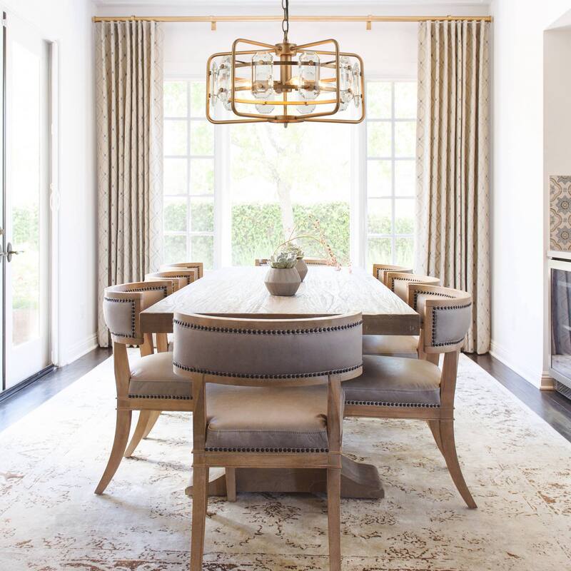 Modern Gold 4-Light Crystal Chandelier Ceiling Light