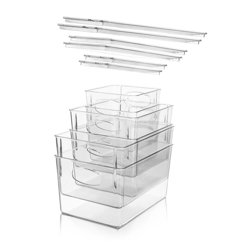 Clear Plastic Storage Bin Container Set Organizer for Kitchen, Fridge and Pantry - 6-Pack