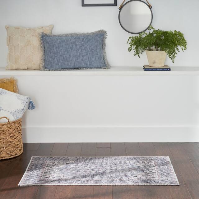 57 Grand by Nicole Curtis Vintage Medallion Machine Washable Area Rug - 2' x 3'9" - Grey