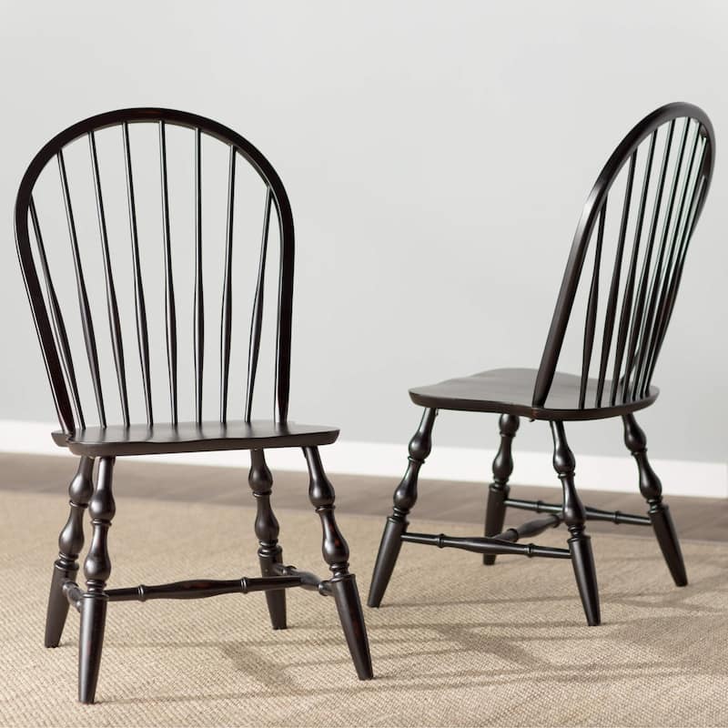 Wooden Side Chairs - 41" - Black - Set of 2