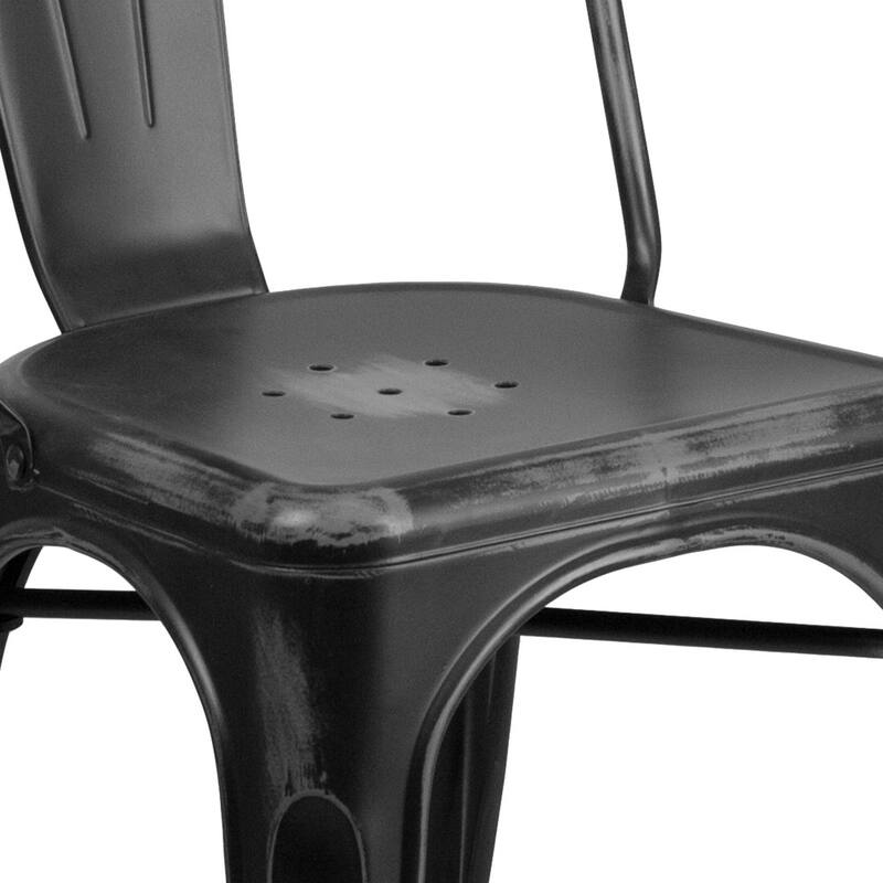 Distressed Metal Indoor/ Outdoor Stackable Chair
