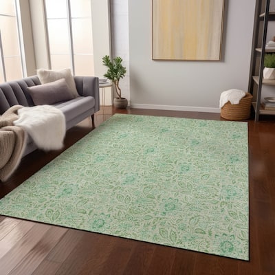 Machine Washable Indoor/ Outdoor Chantille Farmhouse Floral Rug