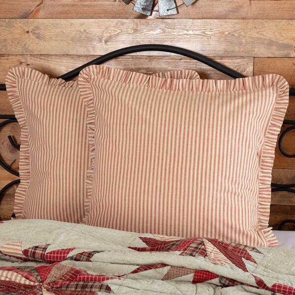 Ozark Red Ticking Stripe Euro Sham 26x26 Overstock Com Shopping The Best Deals On Pillow Shams 36551520