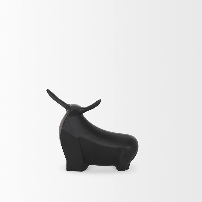 Radu Small Matte Black Metal Bull Decorative Object - 9.5L x 3.3W x 7.8H