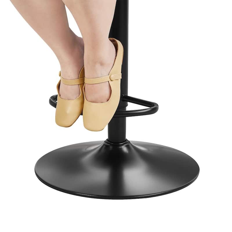 VECELO Bar Stool Set 2/4 Pack Brown PU Leather 360° Swivel Counter Stool with Adjustable Height Black Frame for Home Bar