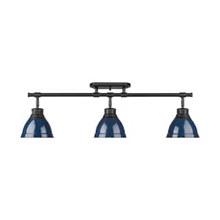 Yep by Golden Lighting Duncan 3-light Semi-Flush Mount in Matte Black and Navy Blue shade - Matte Black - 3-Light Semi-flush