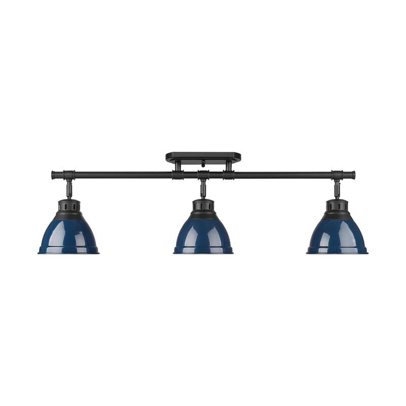 Yep by Golden Lighting Duncan 3-light Semi-Flush Mount in Matte Black and Navy Blue shade - Matte Black - 3-Light Semi-flush