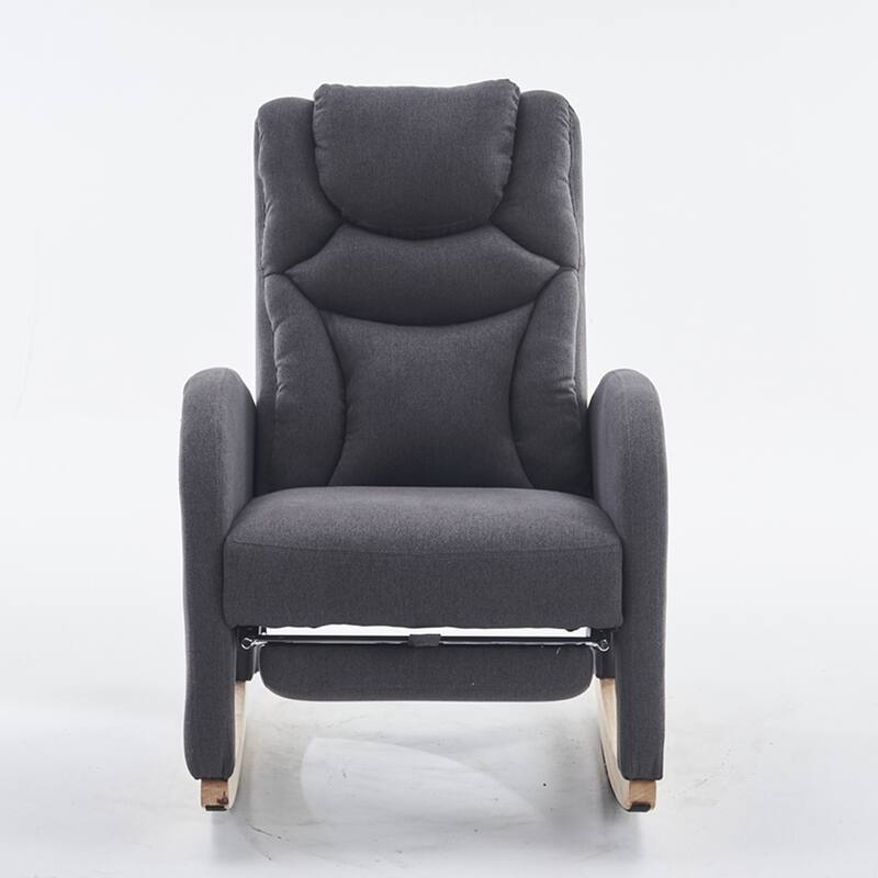 Linen Rocking Chair With Adjustable Footrest