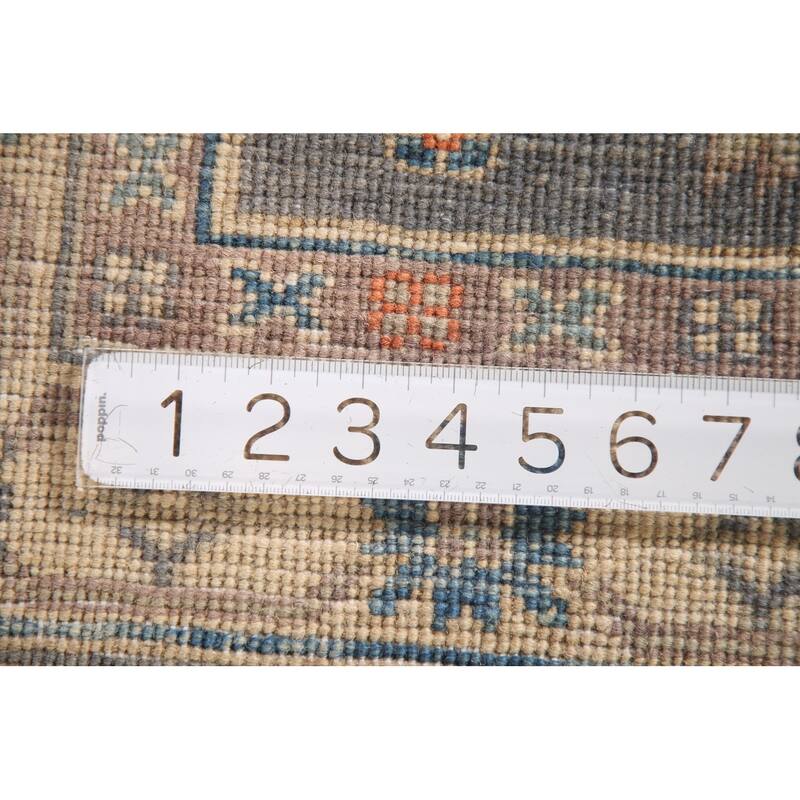 Geometric Gray Kazak Accent Rug Wool Carpet - 2'7" x 4'1"