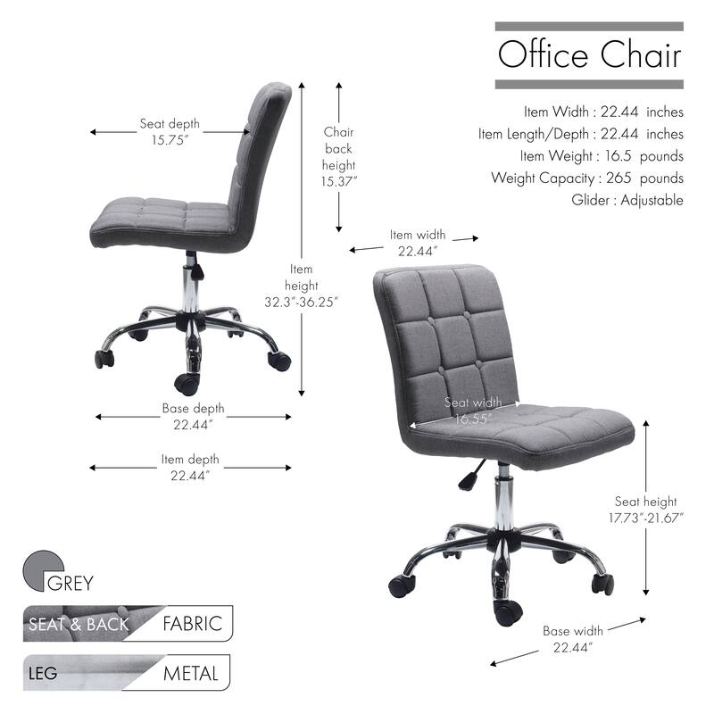 Porthos Home Alice Tufted Fabric Office Chair with Metal Base