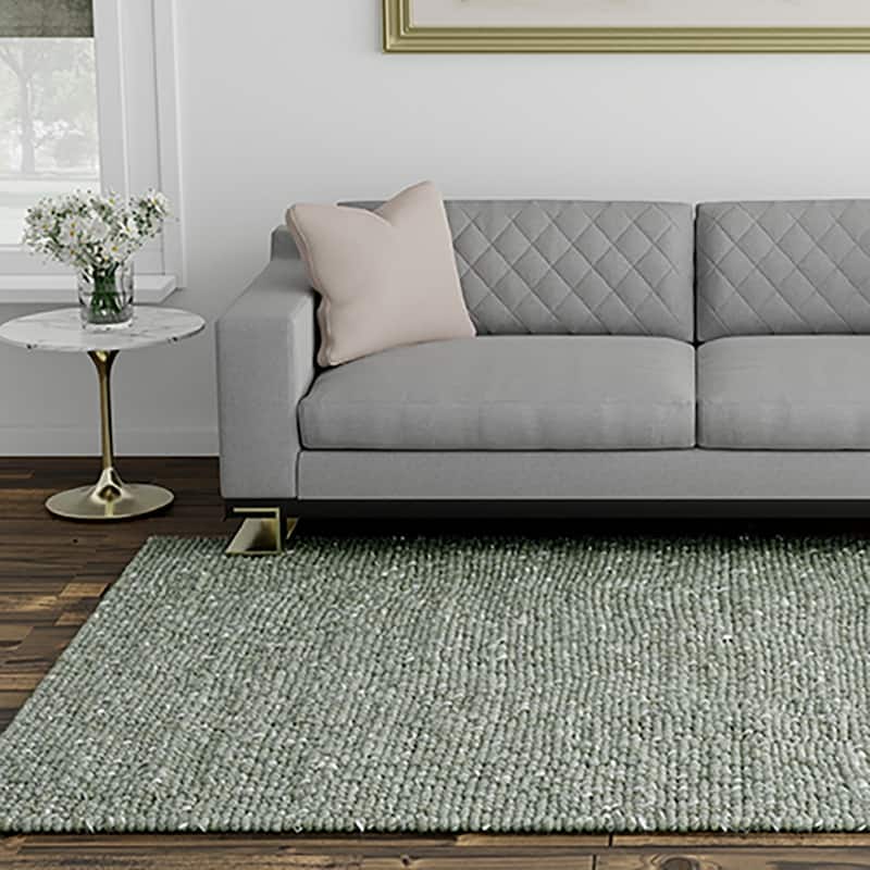 Domani Clouds Contemporary Hand-Knotted Grey & Ivory Heathered Rug