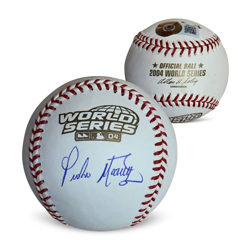 Pedro Martinez Autographed 2004 World Series Signed Baseball Beckett COA With Display Case - 8'6" x 11'6"