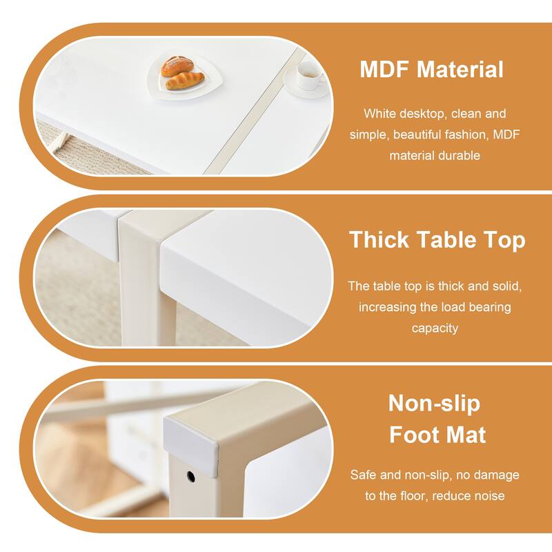 Roomfitters Industrial Dining Table for 4-6 with 1.5 Inch Thick MDF Top and Black Metal Frame for Kitchen or Patio