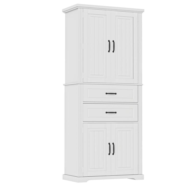 Storage Cabinet with Multi-Functional Storage Space, 2 Drawers with Slide Rails, Adjustable Shelf, Black
