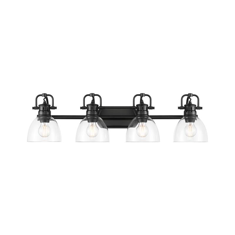 Yep by Golden Lighting Duncan 4-light Vanity in Matte Black and Clear Glass