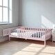 preview thumbnail 9 of 33, Twin Size Floor Bed with Fence and Door, Rubber Wood Frame with Safety Guardrails
