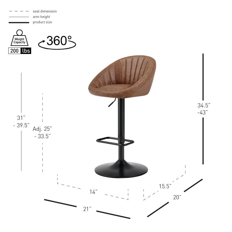 NPD Furniture Watson KD Gaslift Swivel Bar Stool