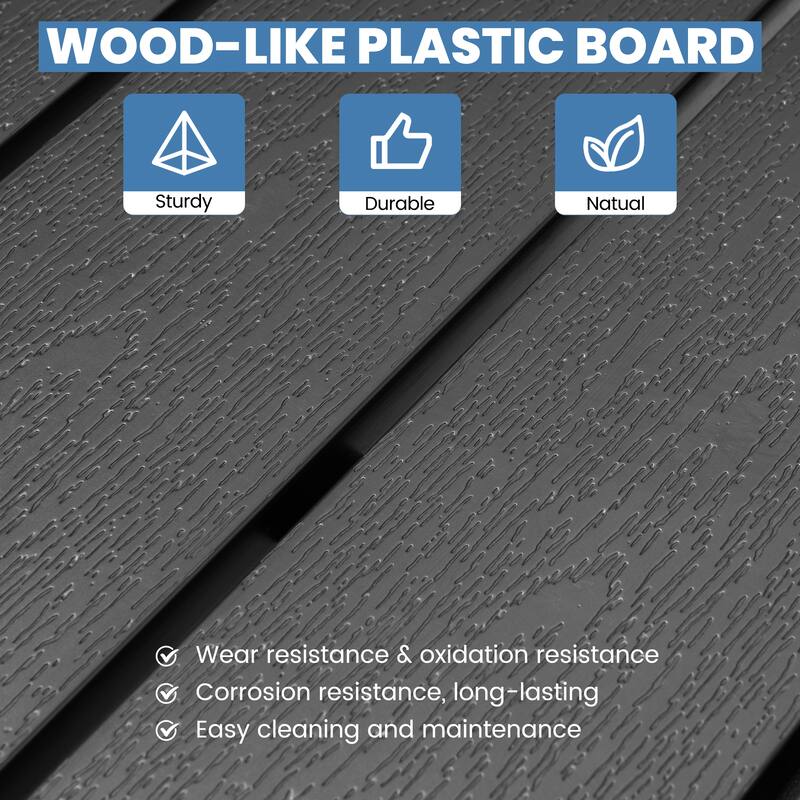 11-Piece Outdoor Patio Dining Set WPC Table Top Alumium Umbrella Hole Table with Folding Teak Armrest Chairs