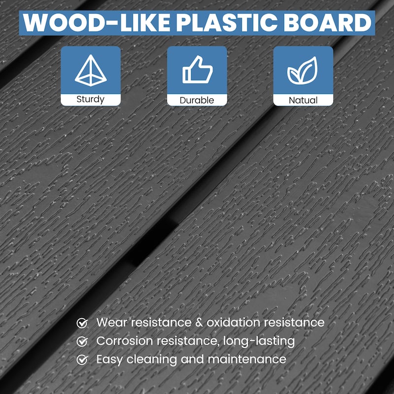 9PC Outdoor Patio Dining Set Wood-Like Aluminum Umbrella Hole Table with Folding Chairs,Double Top Market Umbrella and Base