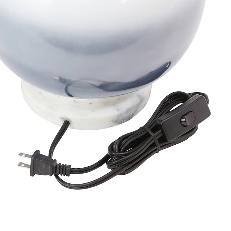 Casey River of Goods White Marble and Blown Glass Globe Shade 13-Inch Accent Lamp - 9.75" x 9.75" x 13"