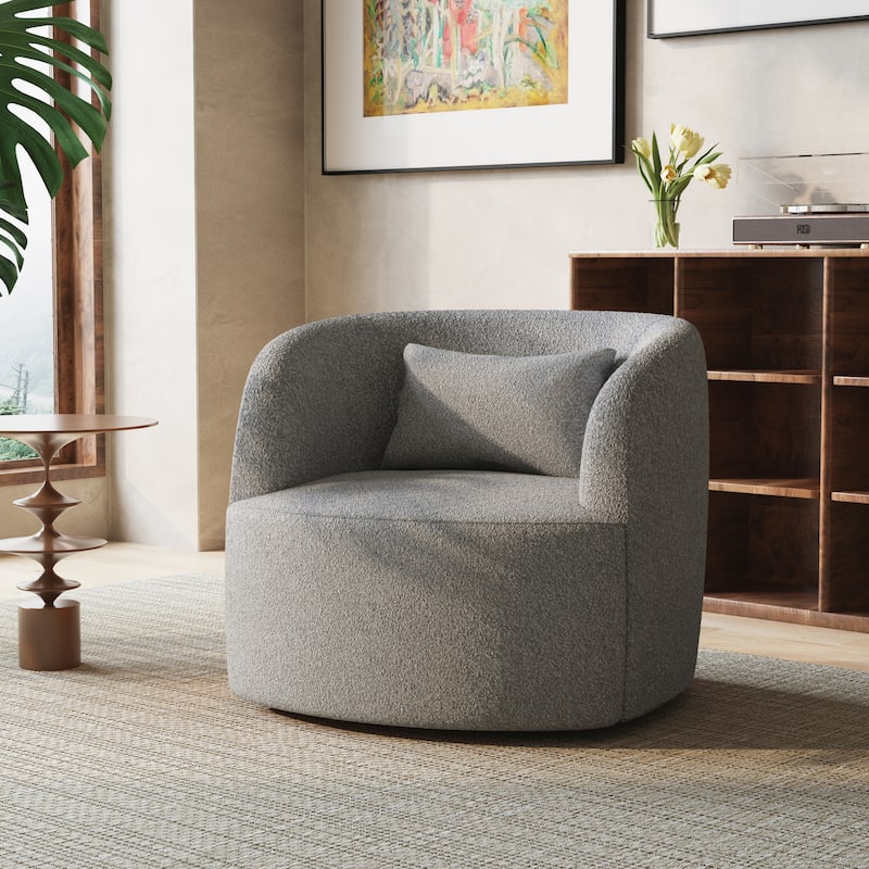 Single Accent Chair Teddy Swivel Barrel Chairs - Taupe