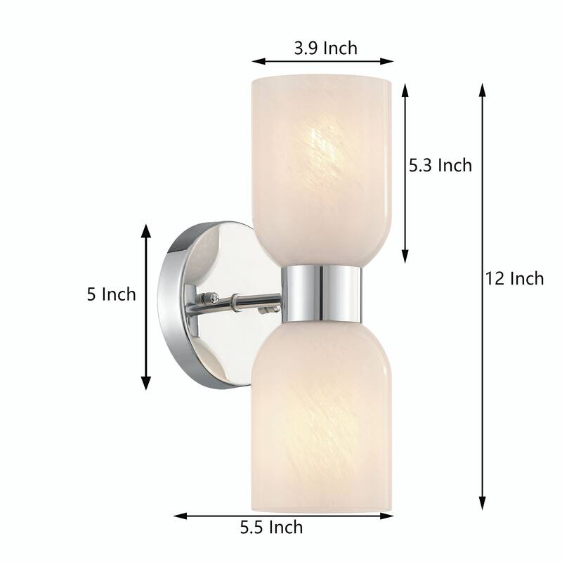 Shuman 2-light Mid-century Modern White Gold Wall Sconce with UL