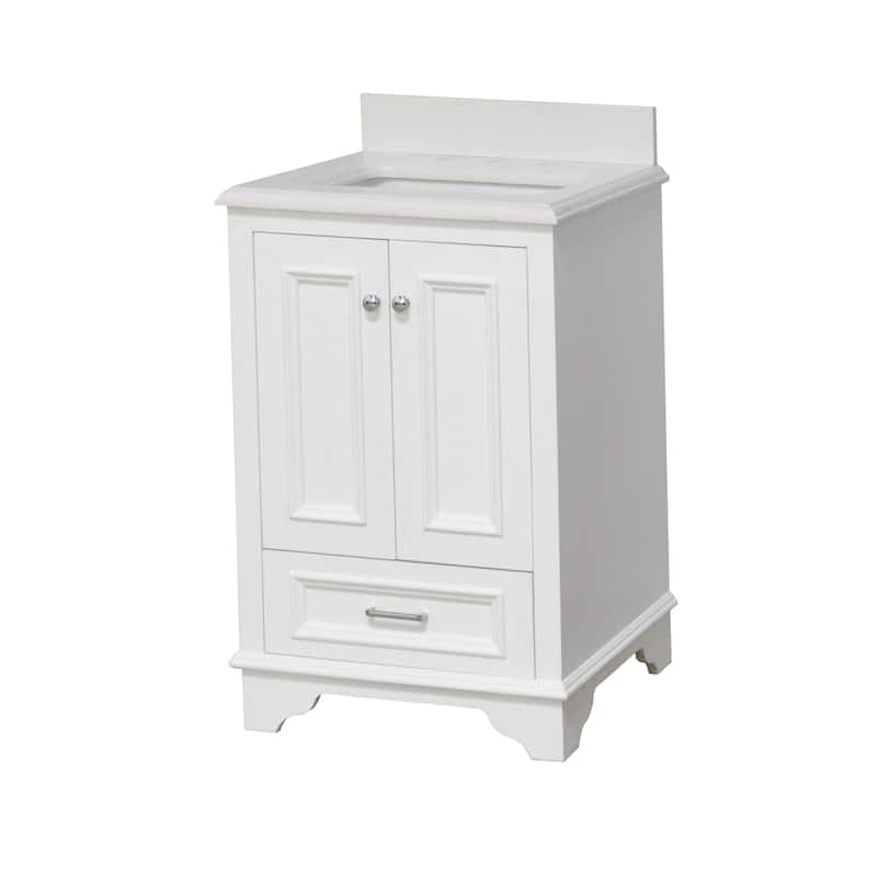 KitchenBathCollection Nantucket 24" Bathroom Vanity with Quartz Top