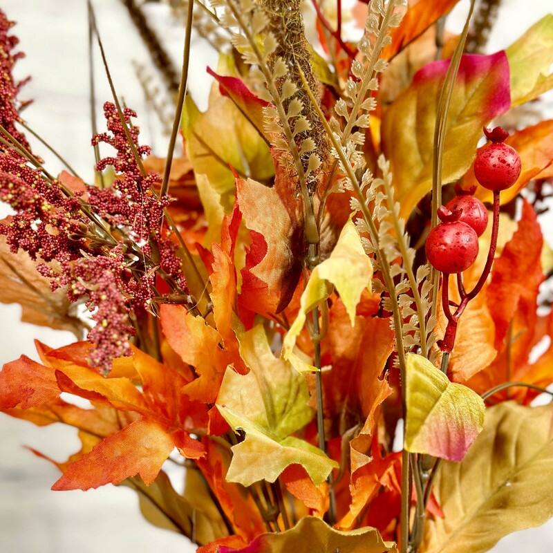 Artificial Autumn Flowers, Orange/Green Mix - 20 Inch - ABN3B004-ORGN-MIX - 20 Inch