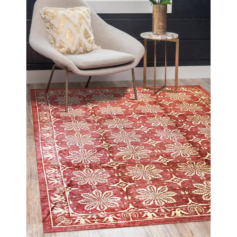 Home Decor EORC Handmade Afghan Wool Turkish Knot Rug, Red Luxurious & Durable Area Rug for Enhancing Your Living Room, Bedroom