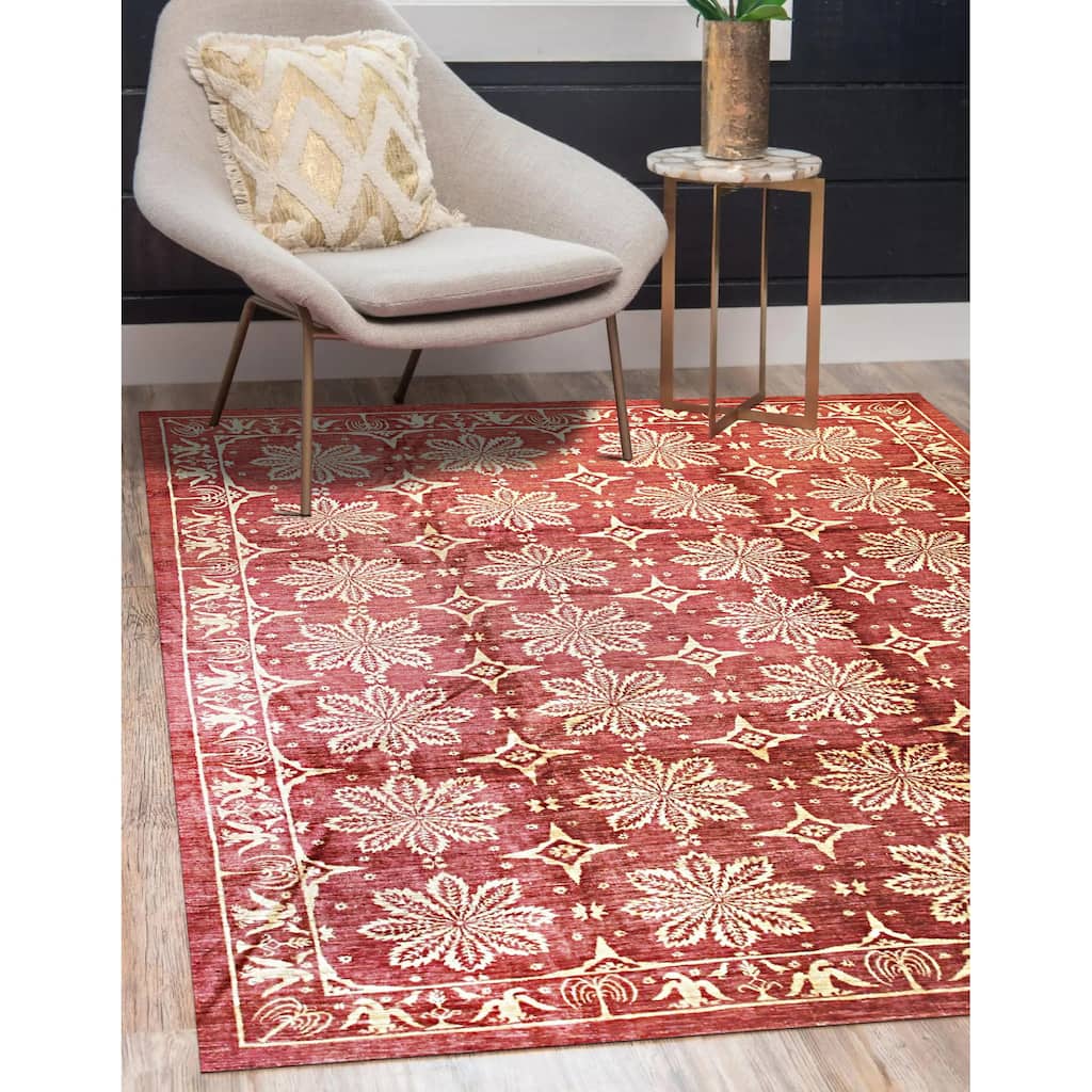 Home Decor EORC Handmade Afghan Wool Turkish Knot Rug, Red Luxurious & Durable Area Rug for Enhancing Your Living Room, Bedroom
