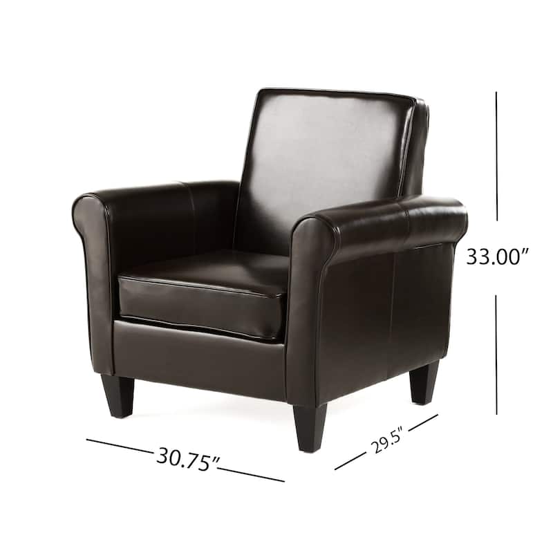Freemont Brown Bonded Leather Club Chair by Christopher Knight Home