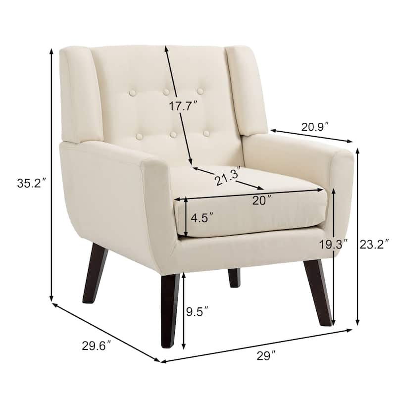 Modern Accent Chair Cotton Linen Upholstered Chair for Living Room