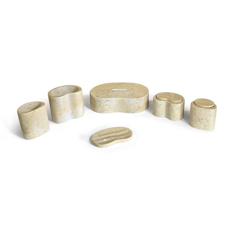 Roomfitters Marble Bathroom Accessories Set, Natural Stone Countertop Organizer Set, Solid Marble Vanity Accessories