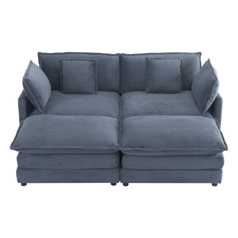 Roomfitters Modern Corduroy L-Shape Sectional Sofa with Side Storage Pockets for Living Room Comfort and Style