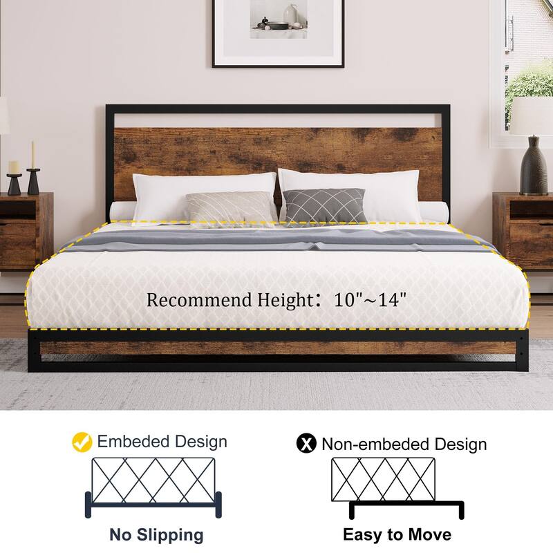 6/12 Inch Twin/Full/Queen/King Metal Platform Bed Frame