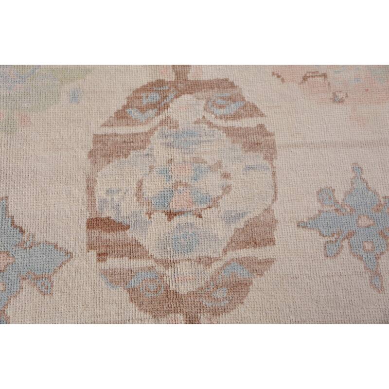 Hand Knotted Oriental 100% Wool Carpet Transitional Floral Beige & Ivories Oushak Area Rug - 11' 5'' X 9' 0''