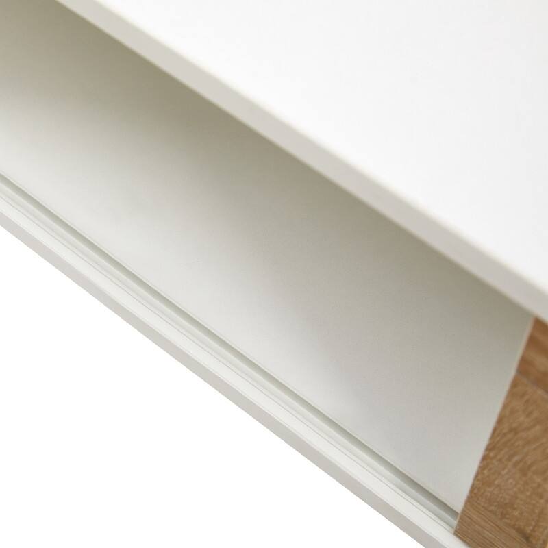 40.16" Coffee Table with Rattan Decorative Doors,Sliding door with Metal Legs,2 Colors