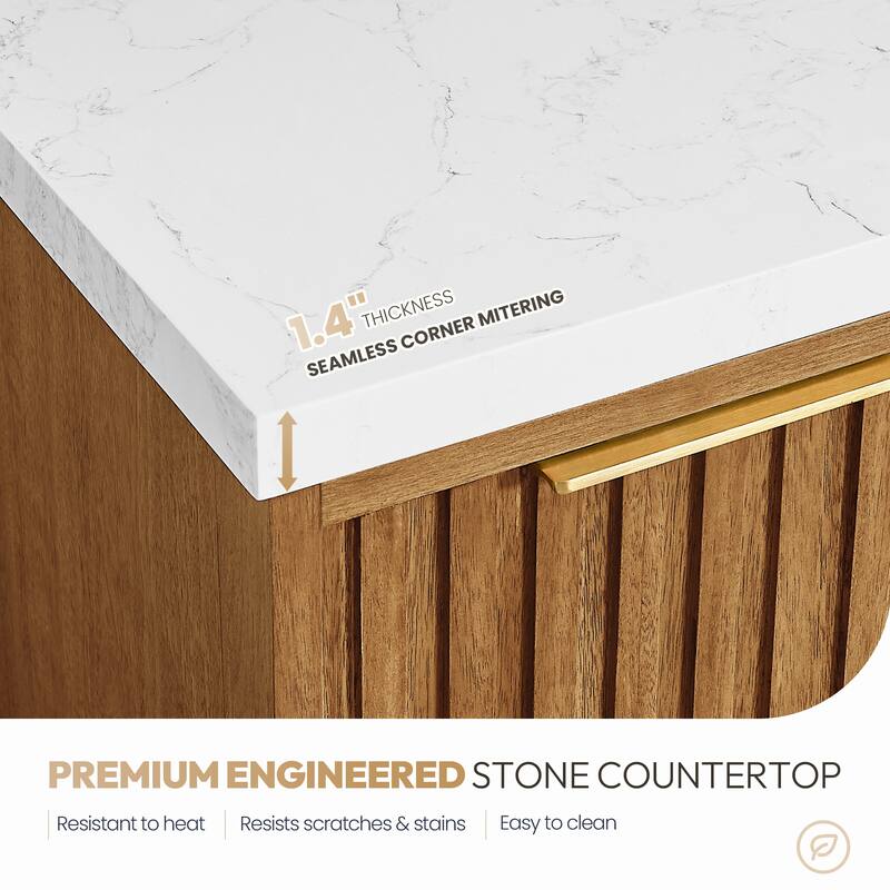 Bangkok Bath Vanity with White Grain Stone Top, no Mirror