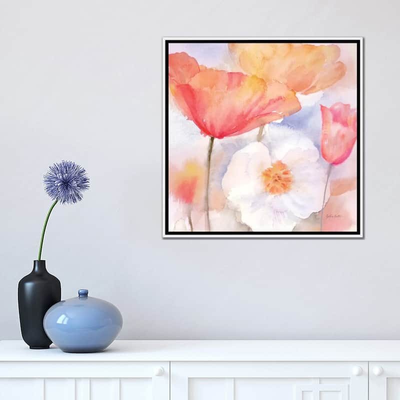 iCanvas "Watercolor Poppy Meadow Pastel I" by Cynthia Coulter Framed Canvas Print
