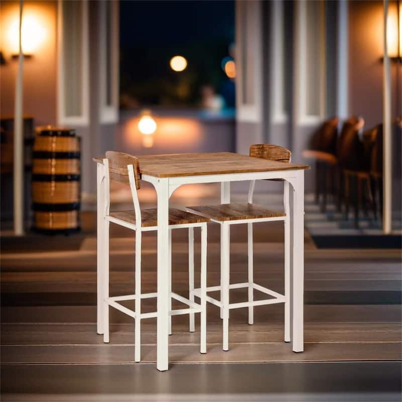 3 Piece Bar Table Set - White