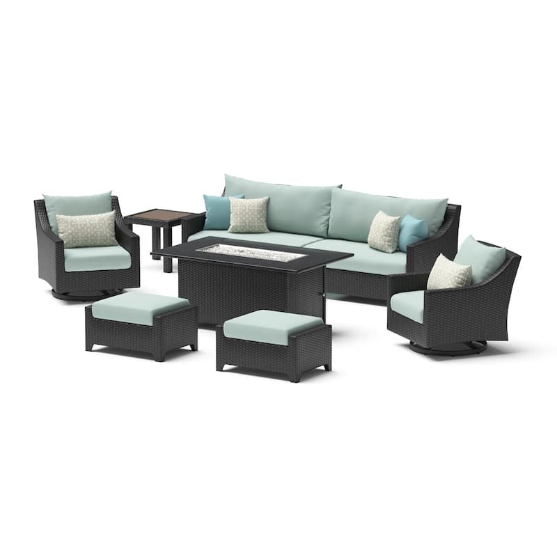 Deco 8 Piece Sunbrella Outdoor Patio Motion Fire Set with Table