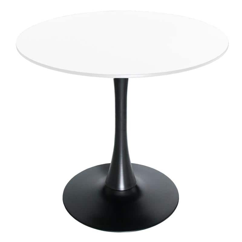 Bristol Mid-Century Modern Solid Wood Top Round Dining Table with Black Steel Tulip Pedestal Base for Kitchen & Dining Room