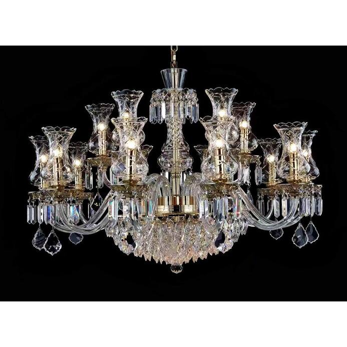 Vintage Crystal Chandelier Gold Pendant Chandelier 19 Lights - Gold