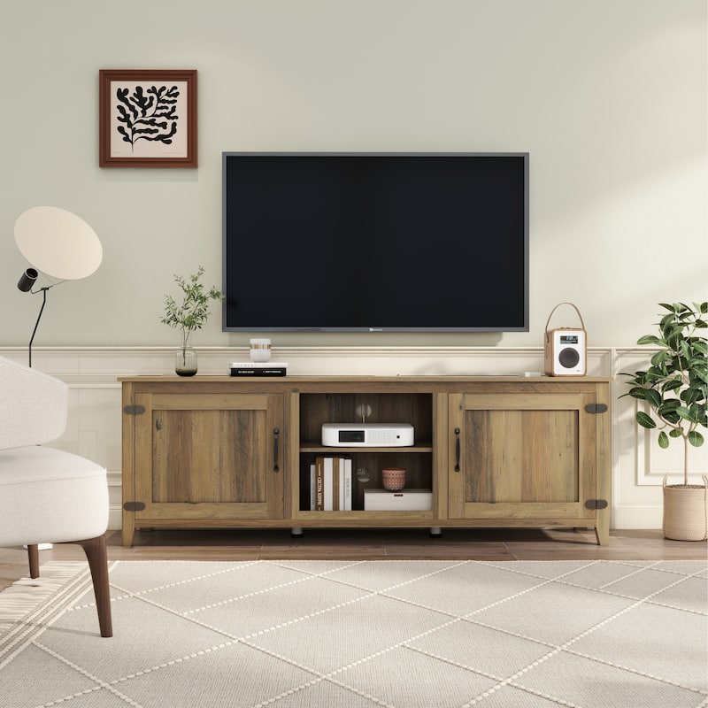 Wood Storage Cabinet Media Console for TVs up to 80"