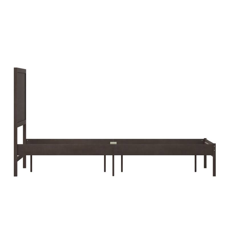 Solid Wood Platform Bed with Headboard and Wooden Slats
