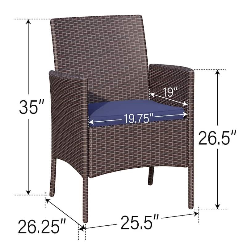 7/9 Patio Dining Set, Expendable Rectangular Outdoor Dining Table with Rattan Chairs