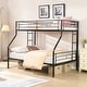 preview thumbnail 1 of 11, Twin Over Full Metal Bunk Bed with Sturdy Frame and Under Bed Storage Space Black