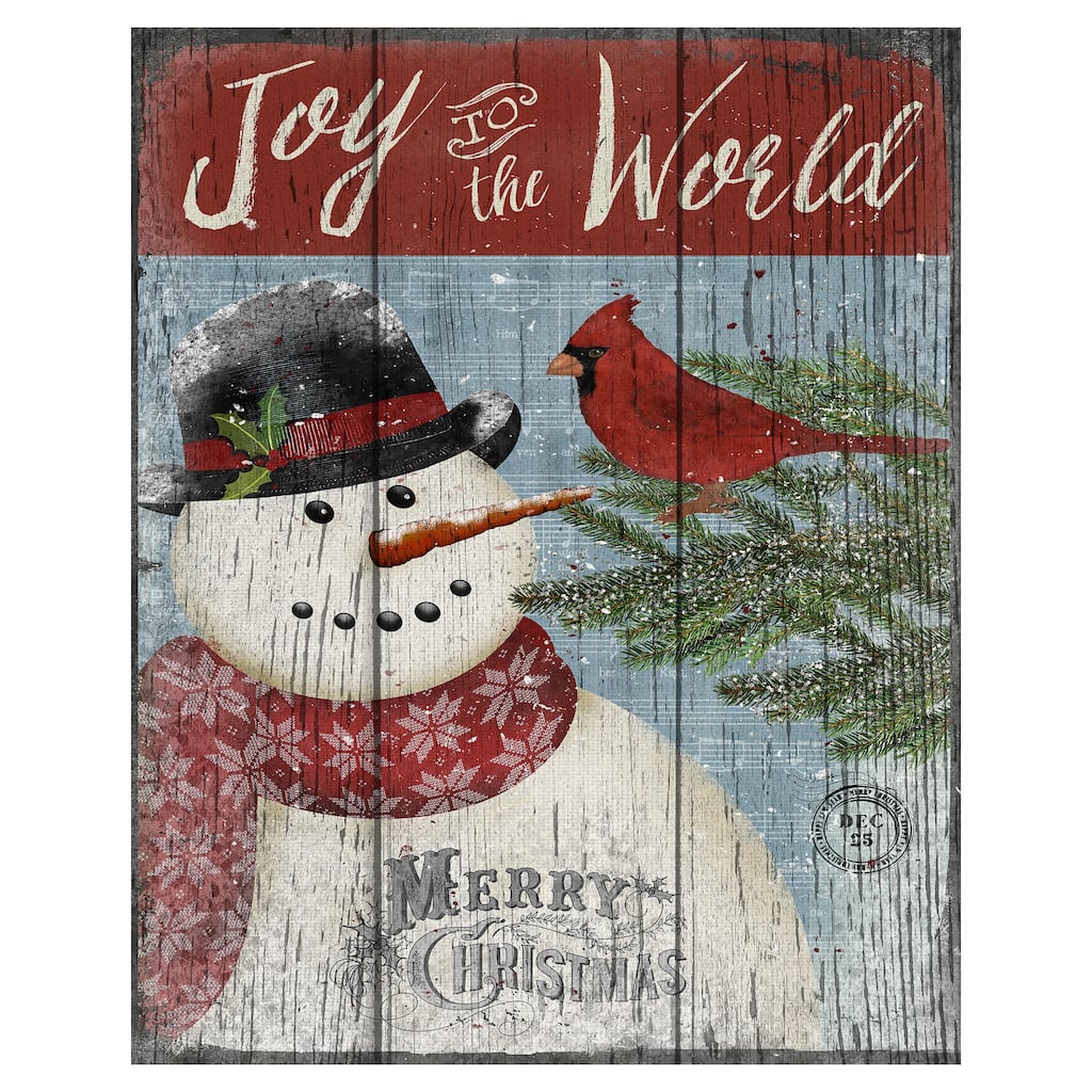 Joy to the World Snowman Canvas Art Print