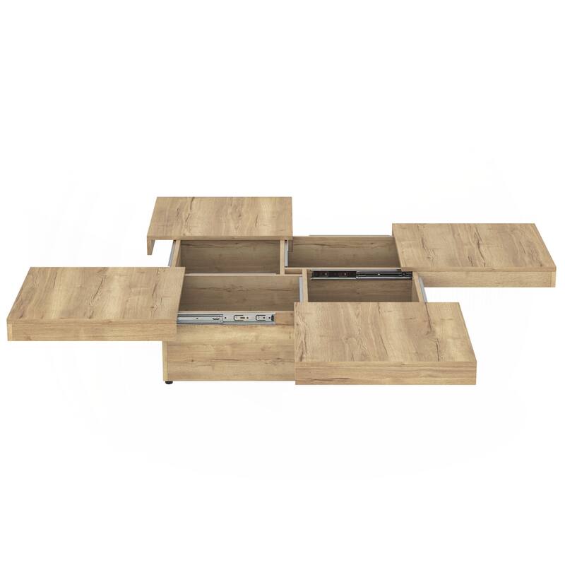 Square Veneer Coffee Table Sliding Top with Storage