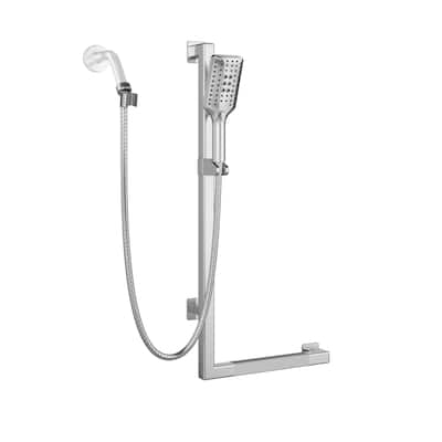 Seville Slide Bar ADA Compliant 500 lb Weight Capacity Slide Bar with Multi-function Handshower Left Brushed Stainless Steel